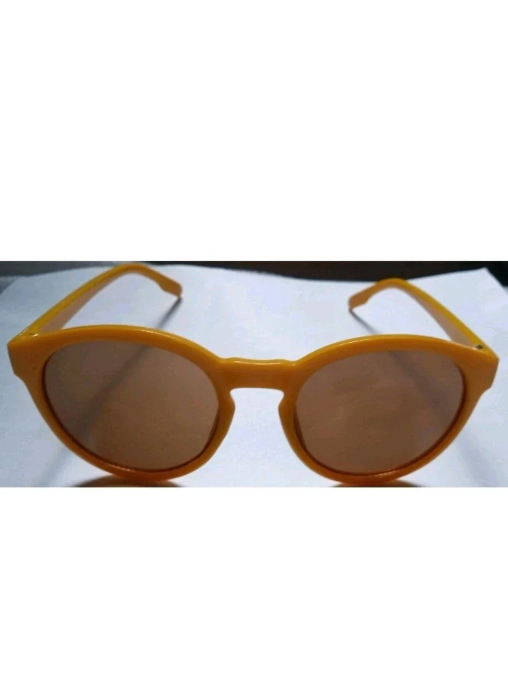 Sun Cruiser Women's Round Sunglasses Yellow Plastic Frame Brown Tinted Lenses
